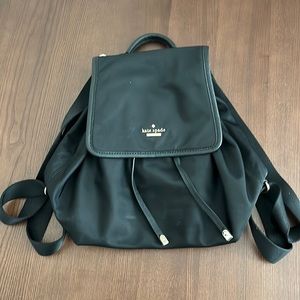 Black Kate Spade nylon drawstring backpack purse